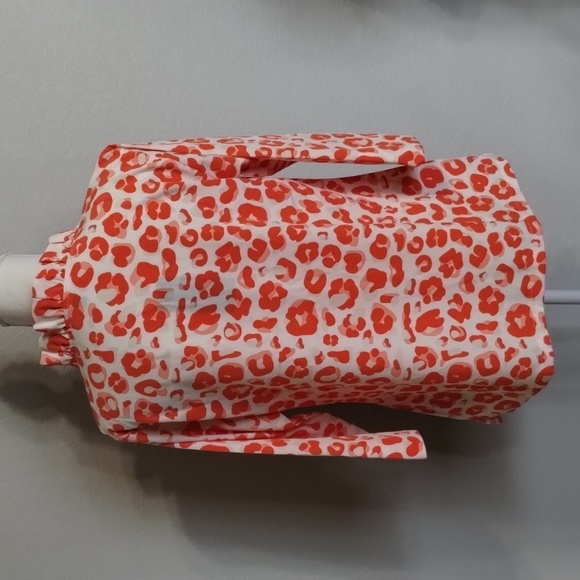 Michelle McDowell Red Leopard Print Top Size Medium V Neck Ruffle - Picture 4 of 10